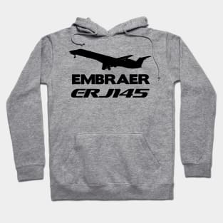 Embraer ERJ145 Silhouette Print (Black) Hoodie